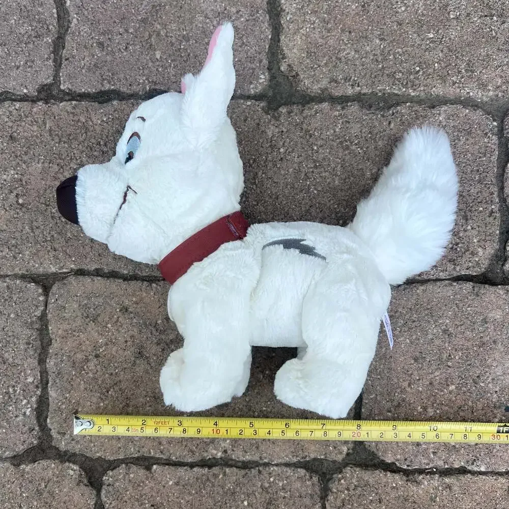 Disney Tote A Tail Bolt White Dog Plush Stuffed Animal Red Collar Lightning